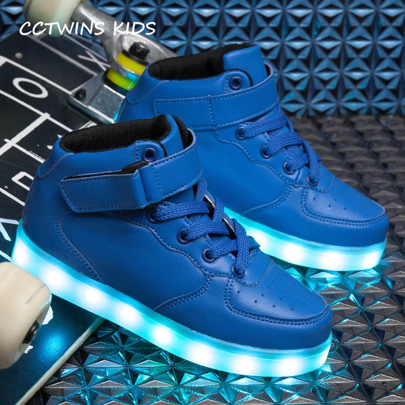 

CCTWINS KIDS 2017 Children Kid Boy Fashion Luminous Baby Girl Pu Leather Sport Led Sneaker Toddler Glowing Light USB Shoe F1519