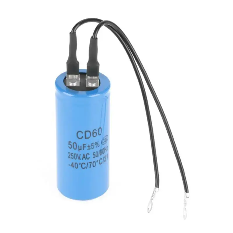 

CD60 Run Capacitor Run Capacitor with Wire Lead 250V AC 50uF 50/60Hz for Motor Air Compressor Motor Capacitor