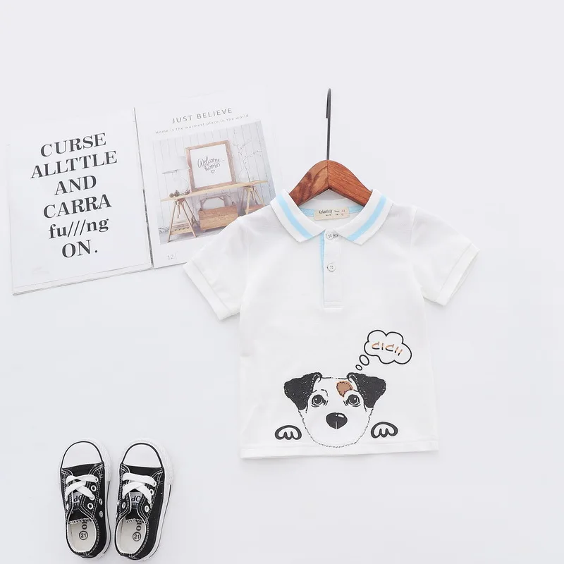 Casual Summer Cotton Baby Boys Short Sleeved T-shirt Pet Dog Printed Children Tees Kids Tops For Age 2-7 Years Old