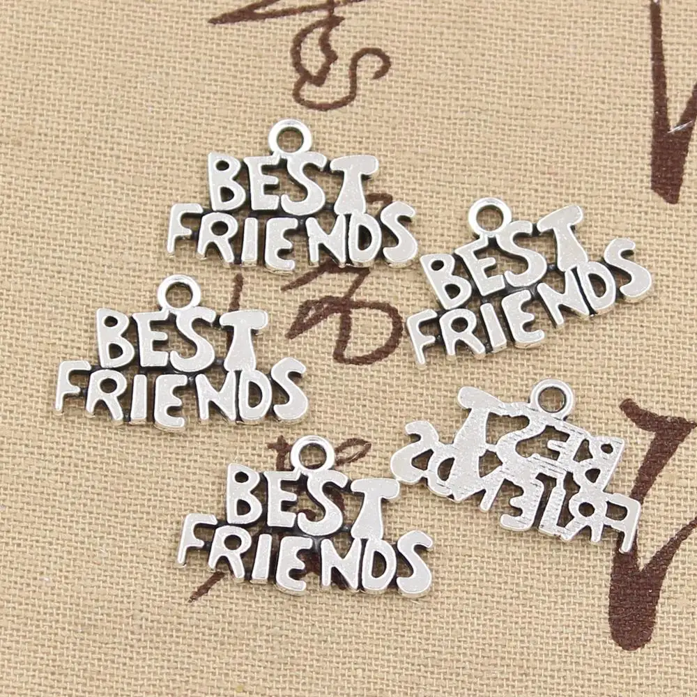 

8pcs Charms Best Friends 24x16mm Antique Making Pendant fit,Vintage Tibetan Bronze Silver color,DIY Handmade Jewelry