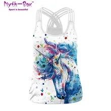 Летний женский спортивный жилет с 3D принтом лошади, женские рубашки для йоги, жилет для бега, фитнес-футболки, топы с перекрестными полосками, блузка для тренировок и тренажерного зала