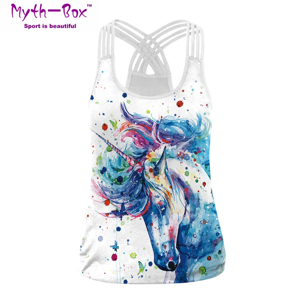 

Summer Women Sport Vest Horse 3D Print Female Yoga Shirts Running Vest Fitness T-shirts Cross Strip Tank Tops Workout Gym Blouse