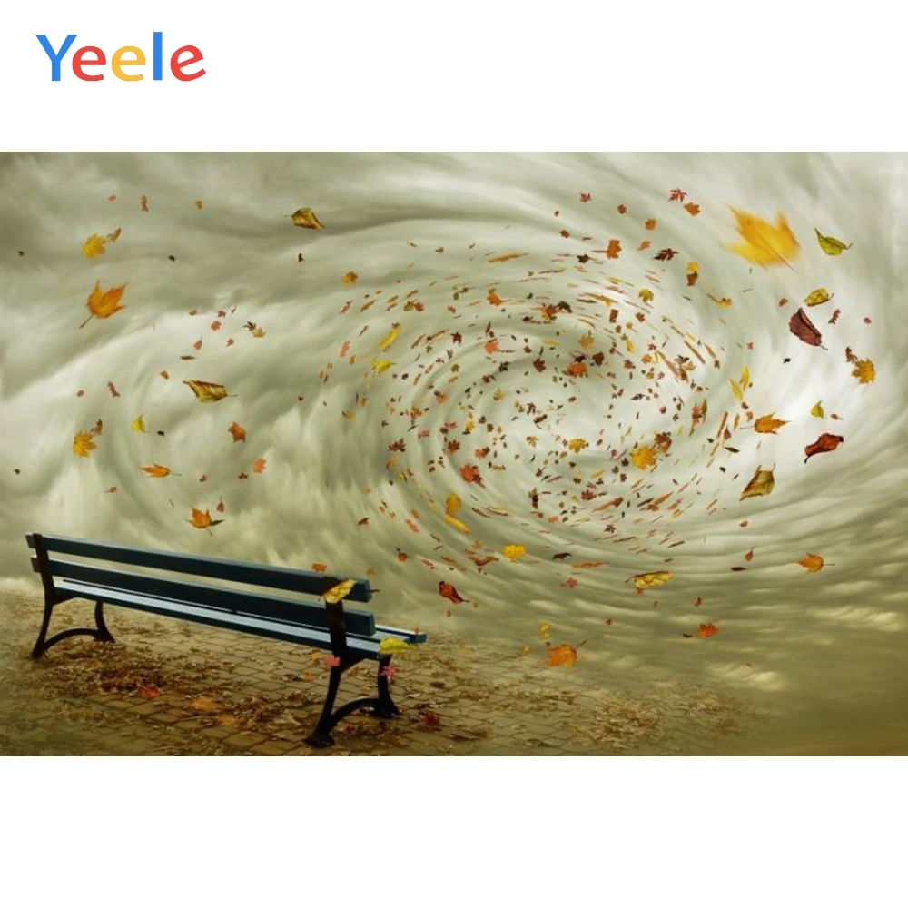 

Yeele Magic Wind Swirl Fallen Leaves Bench View Photography Backdrops Vinyl Backdrop Custom Photo Backgrounds For Photo Studio