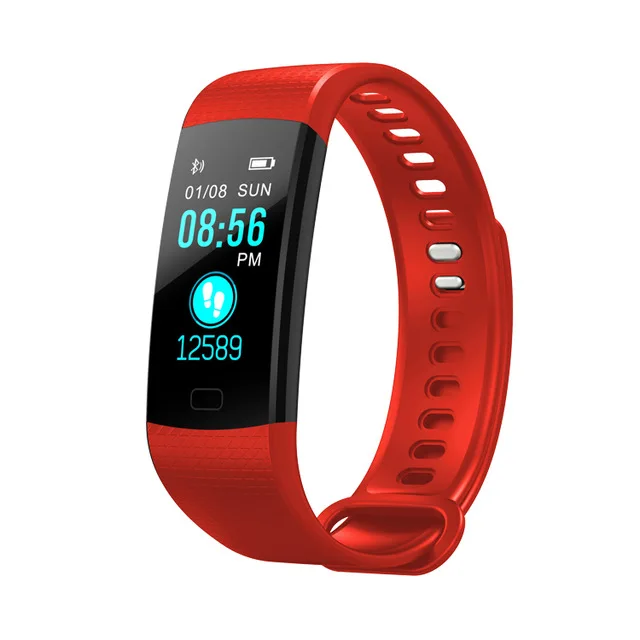 Для женщин Фитнес умный браслет часы Смарт-браслет монитор сердечного ритма крови Давление умный Браслет Цвет Экран группа - Цвет: red