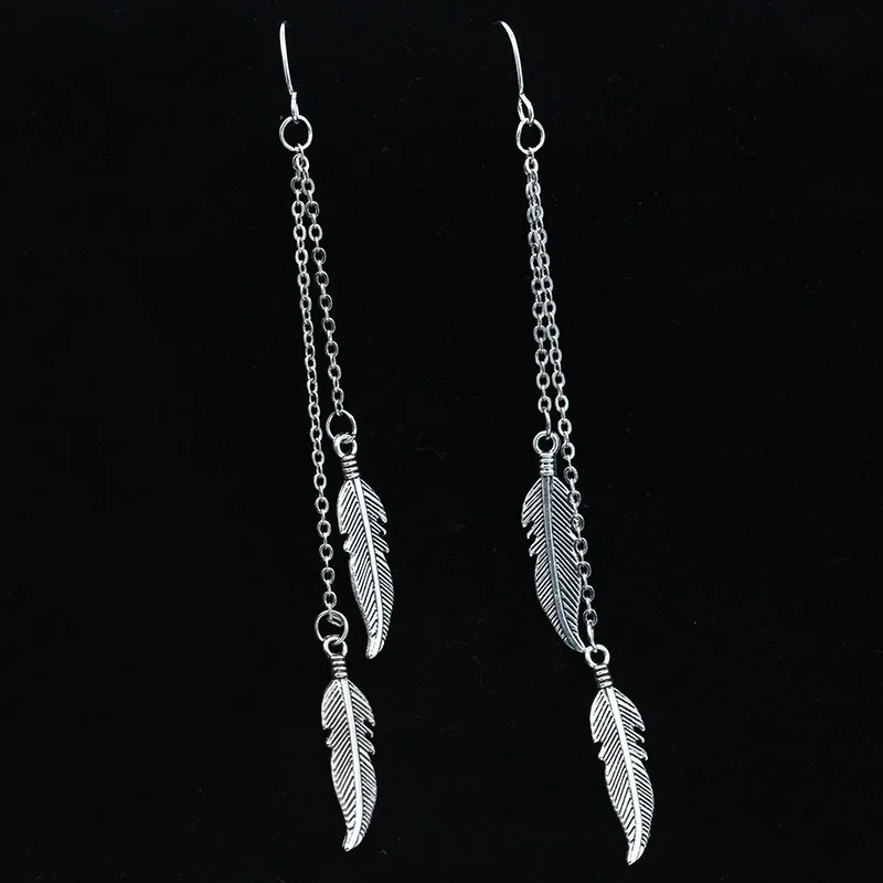 JIOFREE, длинная цепочка, сплав, заколка из перьев, серьги, не пирсинг для женщин, модные вечерние свадебные серьги, подарки - Окраска металла: Piercing silver