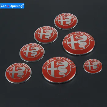 

7pcs for ALFA ROMEO Car Badge sticker 74mm Front Hood Rear Emblem 56mm Wheel stickers 40mm steering wheel Stickers Car styling