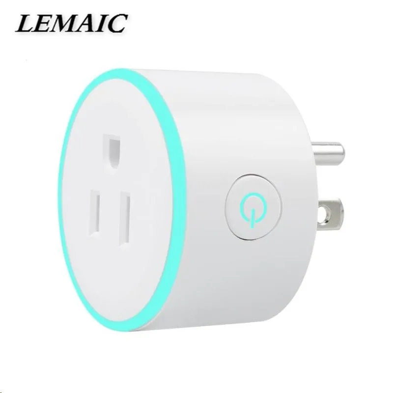

LEMAIC WiFi Smart Plug Smart Home Socket Work with Amazon Alexa Google Home App Control Colorful Breathing Light for US Plug