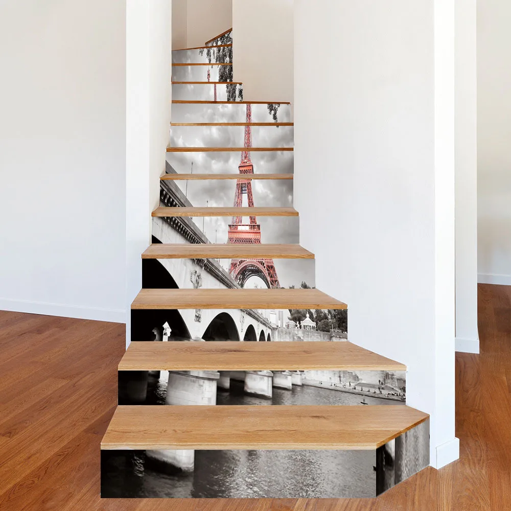 

European Paris Tower Bridge Stairs Stickers Decorative Creative Removable Wall Stickers Home Decor Art Poster Drop Shipping