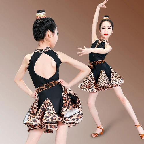 Латинской Танцы платье Профессиональный high-end выступление конкурс платье Танцы юбка с леопардовым принтом - Цвет: as photo