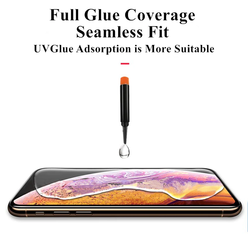 

Nano Liquid UV Glue Tempered Glass For iPhone XS MAX XR X Screen Protector Full Film For iPhone 6 6S 7 8 Plus With UV Ligh +Glue