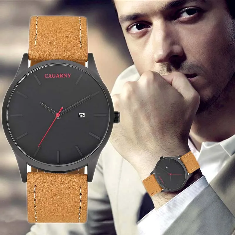  Casual Mens Watches Top Brand Luxury Men's Quartz Watch dress Sport Military Watches Men Leather CA