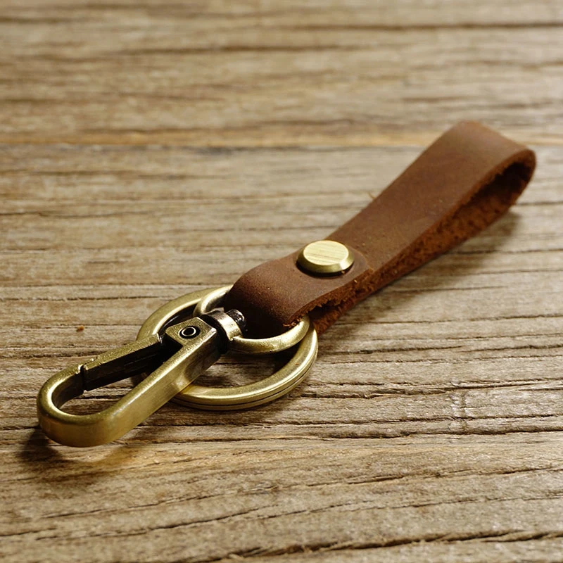 

Handmade Auto Keyring Leather Cowhide Rope Keychain Metal Car Key Ring Key Chain Keyfob Key Holder Charm Gift Porte Clef Gift