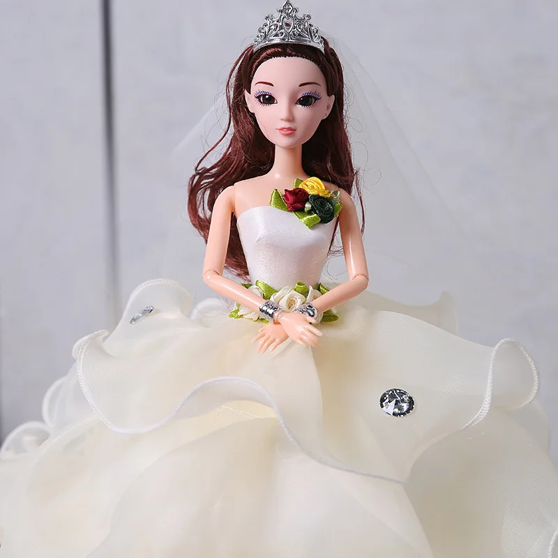 Мини-кукла-невеста принцесса 90 см большое длинное свадебное платье Детская игрушка подарок на день рождения подарок на свадьбу для девочки изысканное украшение