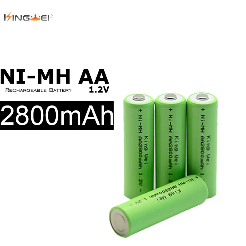4pcs Kingwei Green Aa Cell Battery Real Capacity 2800mah 1.5v Nimh