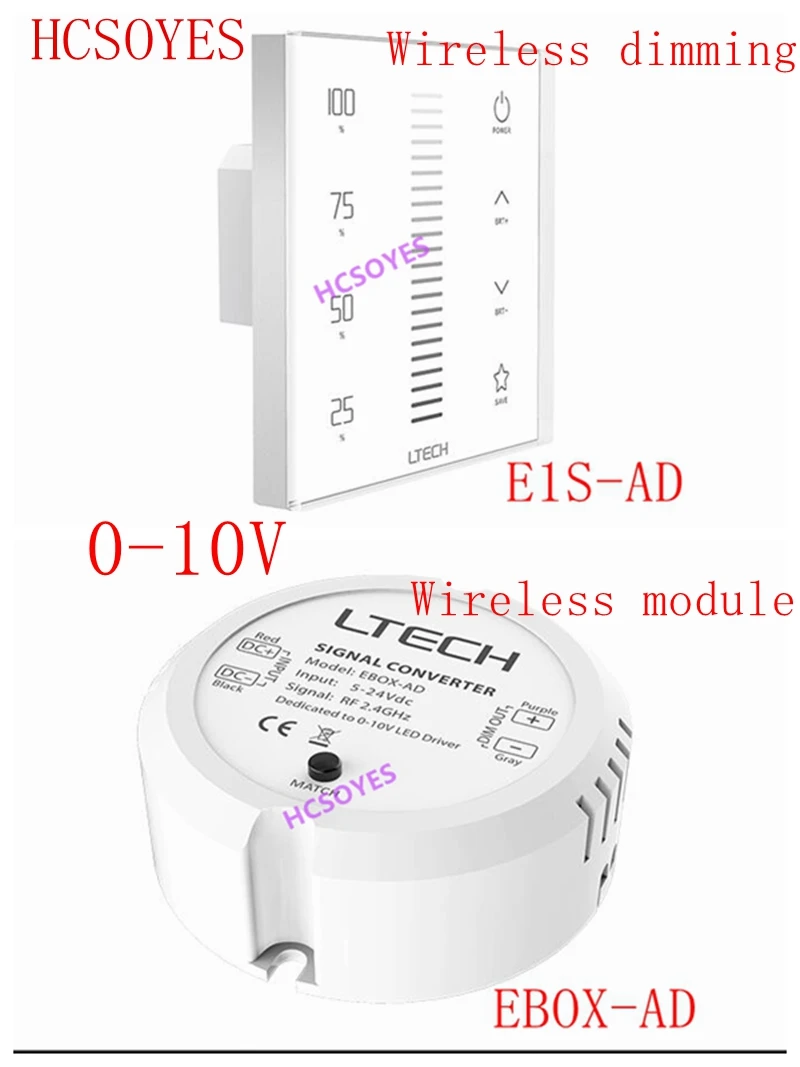 

LTECH 2.4G RF E1S-AD/EBOX-AD Dimming led Touch Panel 3 in 1 switch 0-10V 10VPWM led controller Wireless Module DC5V~24V 10V PWM