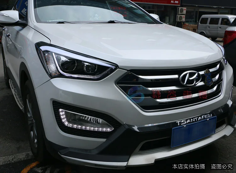 Автомобильные аксессуары, Головной фонарь для hyundai Santafe IX45 2013- H7, ленточный головной светильник, передняя фара