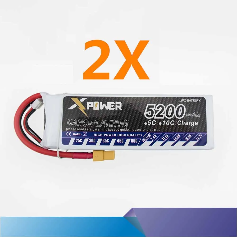 

2pcs XT60 Plug 5200Mah 11.1V 3S 30C Li-po Battery For DIY Racing RC Helicopter Qudcopter Drone Truck Car Boat parts