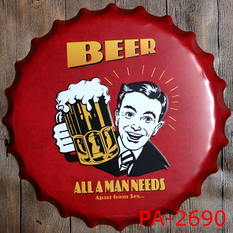 Декоративная металлическая тарелка с крышкой для бутылки горячего пива, винтажный Настенный декор для паба 35 см