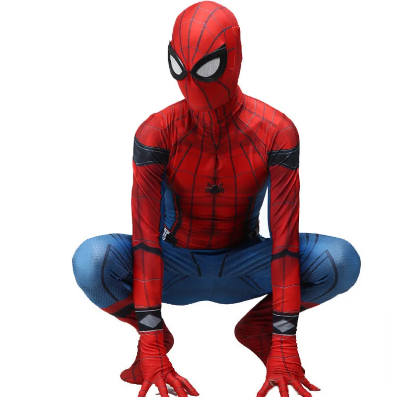 

Movie Spider-Man Homecoming Spiderman Cosplay Superhero Spandex Zentai Suit mask 2019 Halloween Costume for men Adult Kids child