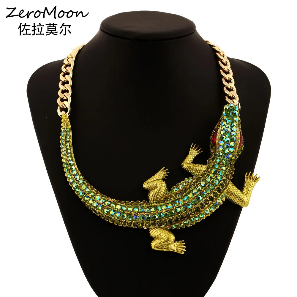 Hyperbole Style хрустальные стразы массивное ожерелье из крокодиловой кожи Женская