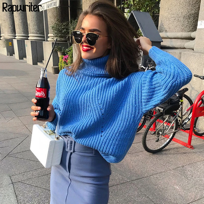 

Rapwriter Turtleneck Sweater Women Knitted Harajuku Korean Sweater Women 2019 Fall Winter Long Sleeve Ladies Pullover Feminino