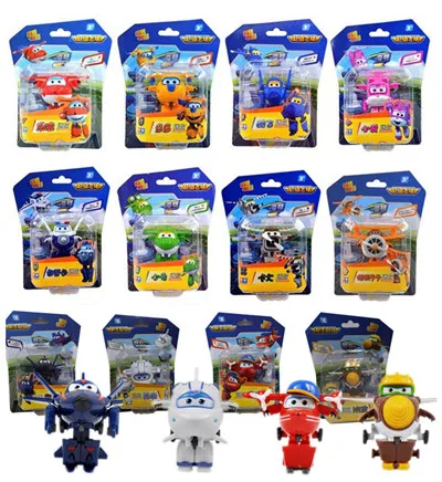 

12pcs/set Super Wings Mini Airplane ABS Robot toys Action Figures Super Wing Transformation Jet Animation Children Kids Gift