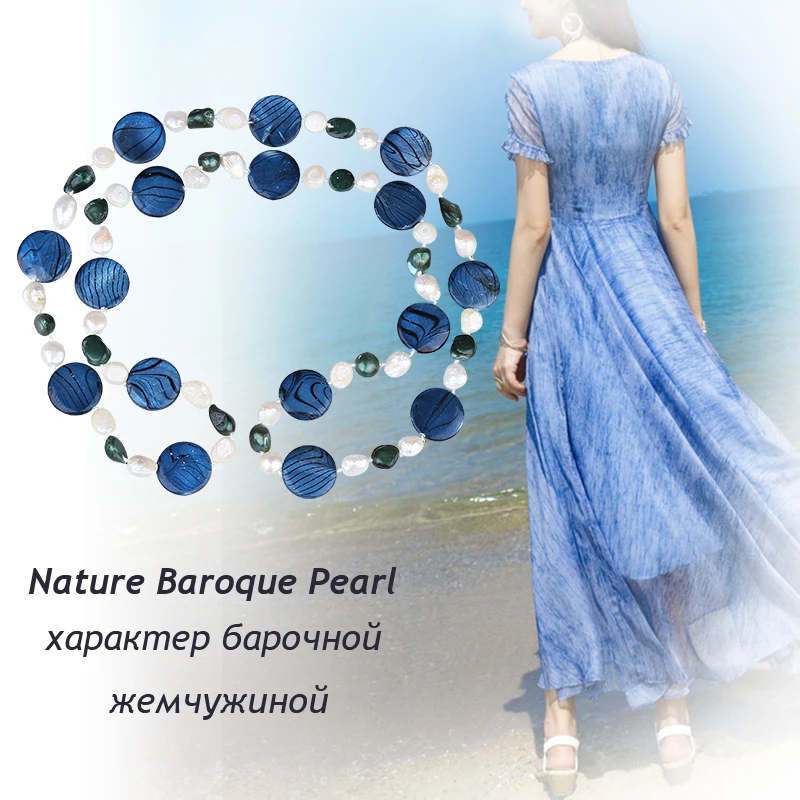 

ZHIXI Baroque Pearl Necklace Pearl Jewlery Natural Stone Sweater Chain New Fashion Party Gift Women Girl Profiled [X215]