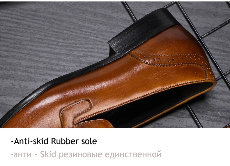 Men's Leather Casual Shoes' Business Black Oxfords Genuine Leather Shoes Men Big Size Wedding Casual Shoes Men Brown Loafers New (14)
