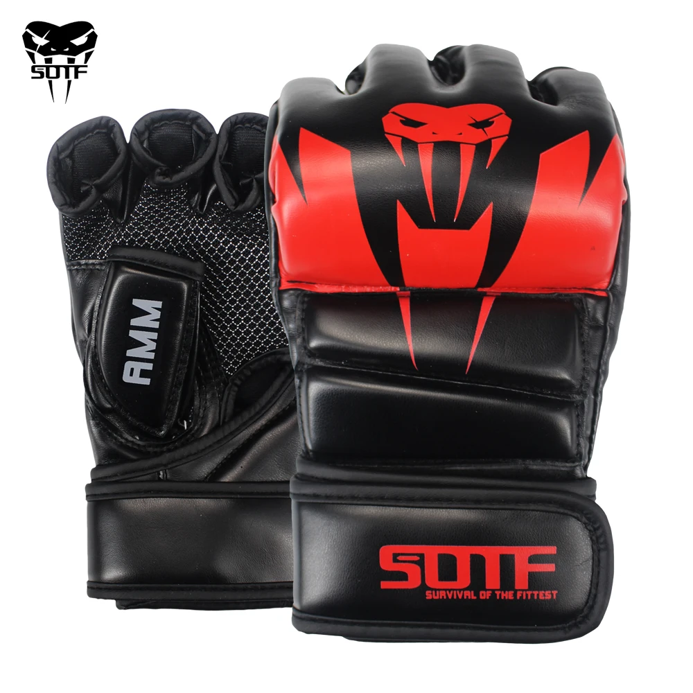 Online SOTF adultos MMA serpiente venenosa Multicolor guantes de boxeo MMA Tiger Muay Thai guantes de boxeo muay thai guantes de pelea almohadillas de Sanda caja