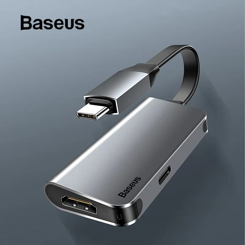 Дешево Baseus font b USB b font 3,0 type C концентратор 4K HDMI концентратор и PD флэш зарядка font b USB b font C концентратор конвертер 3 порта font b USB b font для type C font b USB b font мобильных телефонов планшетов