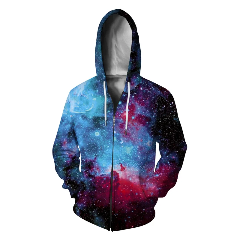 

Hooded zipper sweatshirt starry milk printing men and women fashion street hooded autumn and winter zipper sweatshirt 5XL