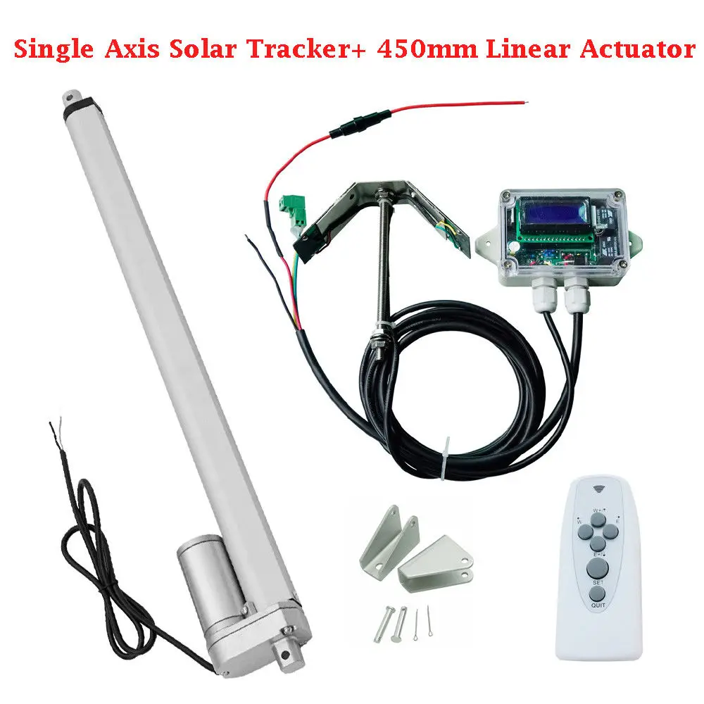 EU AU USA JAP Stock Single Axis Solar Tracker Kit: 12 Volt 18 Inch Stroke Linear Actuator Track Controller with Light Sensor