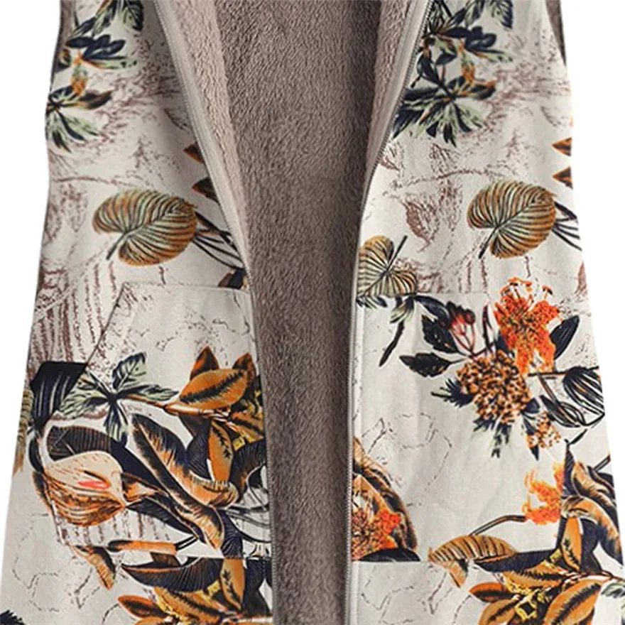 Женская плюшевая винтажная одежда оверсайз с цветочным принтом искусственный меховой жилет сохраняет тепло скрытый карман пальто