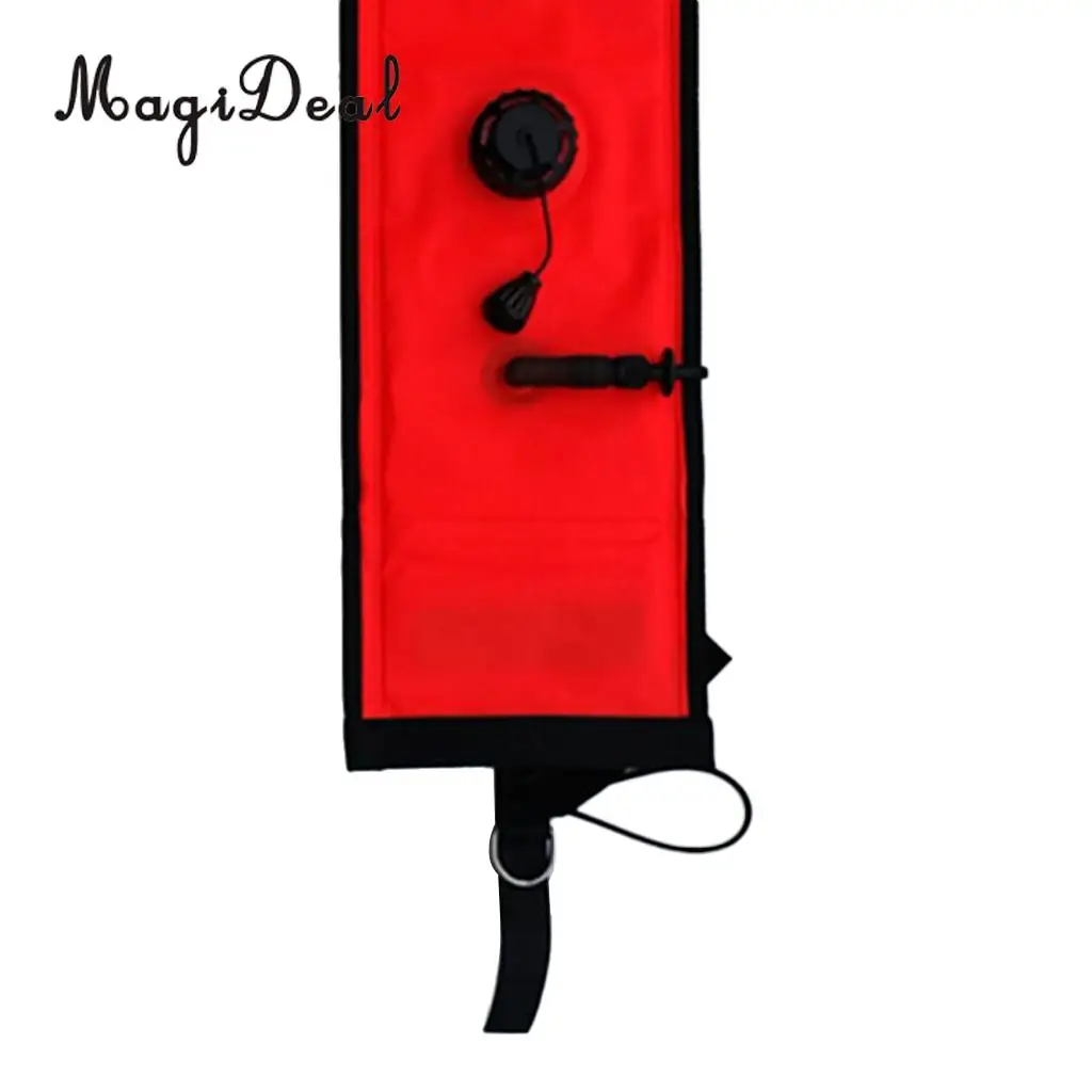 MagiDeal 4ft Reflective Inflatable Safety Sausage (SMB Surface Marker Buoy) Diver Below Signal Tube for Underwater Scuba Diving