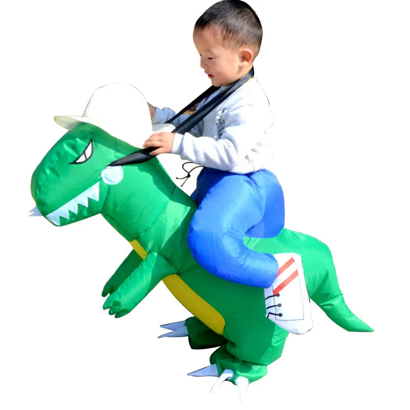 

1pcs Christmas Decoration Hot Kid Kids Adult Inflatable Funny Cute Cartoon Dinosaur Rider Festival Halloween Dress Party Costume