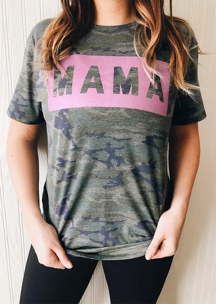 

Vogue Women Short Sleeve Harajuku T-shirt Mama Camouflage Printed Baseball Tee Shirt Ladies Ulzzang Tee Korean Top streetwear