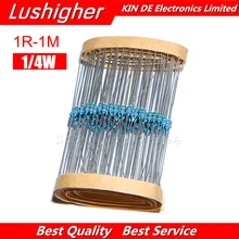 300pcs 1/4W 1% Filme De Metal Resistor 1R ~ 1M 100R 220R 330R 1K 1.5K 2.2K 3.3K 4.7K 47 22 10K K K 100K 100 220 330 2K2 3K3 4K7 Ohm