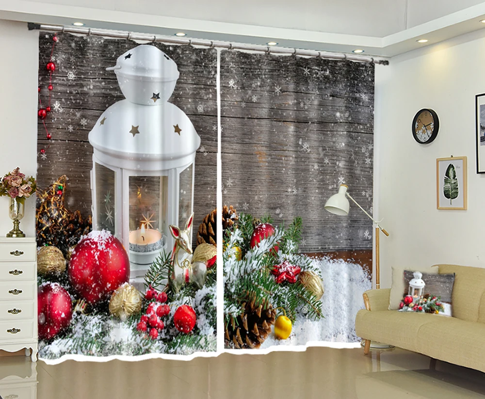 Роскошная занавеска на окно с 3d рисунком Merry Christmas для гостиной детской спальни