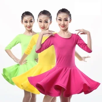 girl dance for competition kids girls children skirts latin salsa dresses cha cha dance dress child professional dance costumes