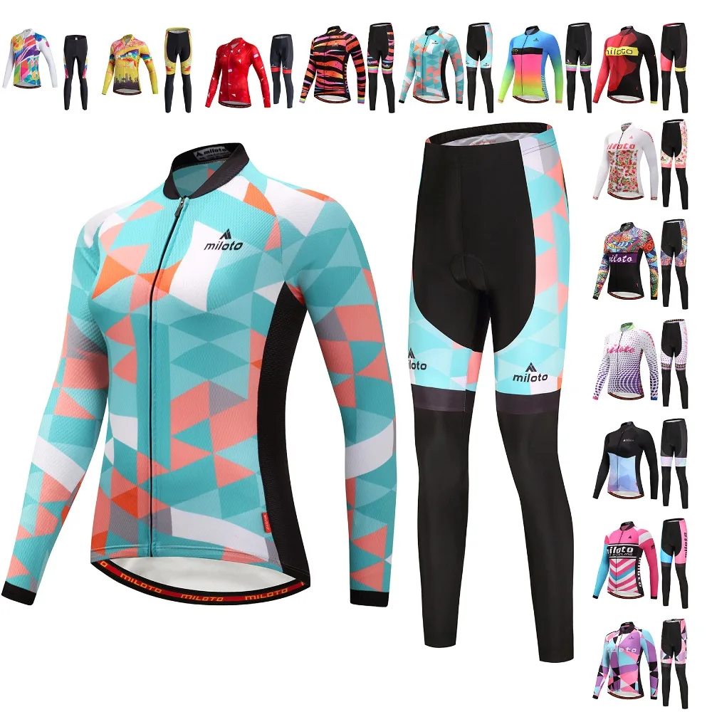 

Top Quality Women Long Cycling jersey set Autumn Cycling pants Bicycle Clothes Long Jersey Sets MTB Bike Ropa Maillot Ciclismo