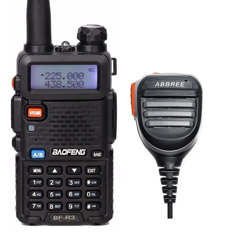 BaoFeng BF-R3 трехдиапазонное иди и болтай Walkie Talkie “иди и 136-174 МГц 220-260 МГц/400-520 МГц+ 2 antennatwo способ домашнее портативное Любительское радио в UV-5R - Цвет: add speaker