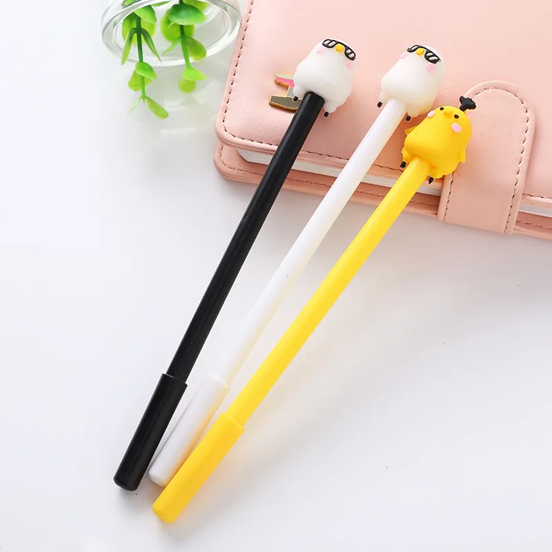 

30 pcs Creative Stationery Cute Chick Modeling Neutral Pen Fruit Color Office Fountain Pen Signature 0.5mm Black School Supplies