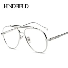 Модная металлическая оправа для очков HINDFIELD для женщин и мужчин, Брендовые очки с прозрачными линзами, большие размеры