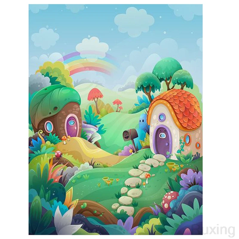 

DIY5D Diamond Painting Mosaic Animated small village scenery Diamond Cross Embroidery Set Diamond Embroidered Pattern Rhinestone