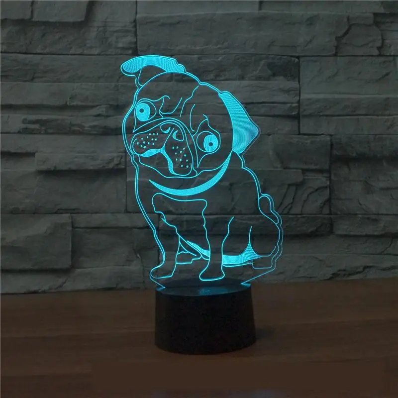 

New Sand Dog 3d Light Seven Touch Led Visual Gift Atmosphere Desk 3d Light Fixtures Usb Led Kids Lamp