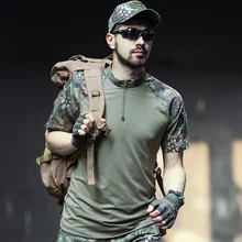 Летняя камуфляжная уличная футболка с питонами, Мужская армейская Военная униформа, тактическая быстросохнущая Спортивная футболка для охоты