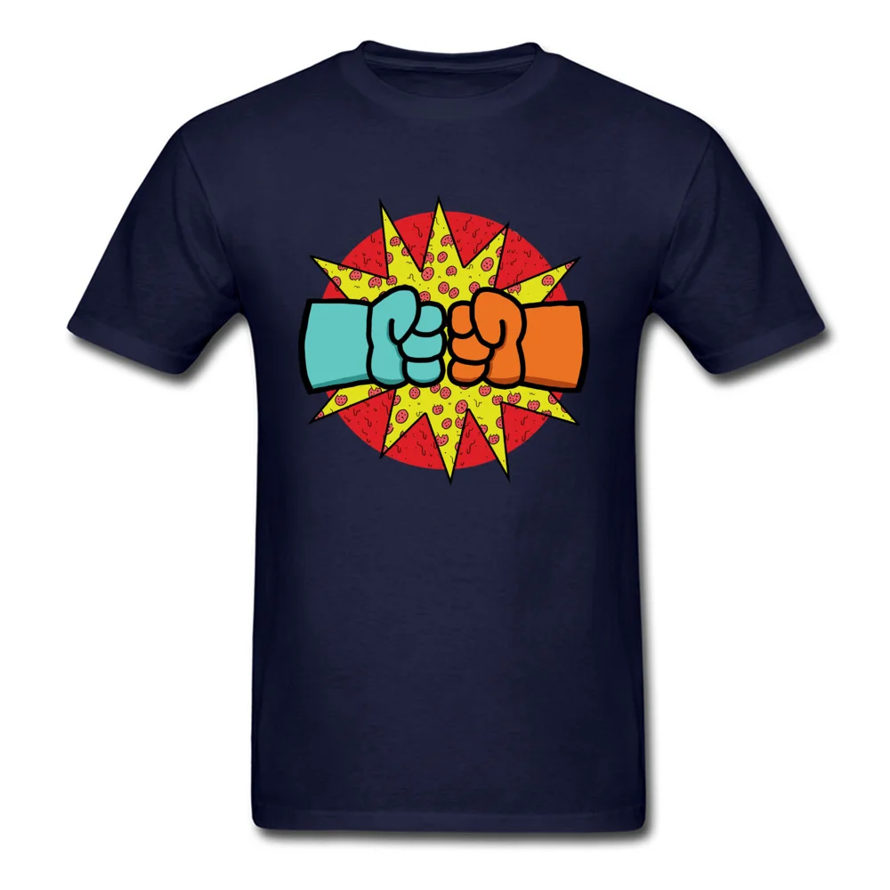 Pizza Fists No Crust Crew Neck T Shirt Summer Autumn Tops Tees Short Sleeve Hot Sale 100% Cotton Leisure T Shirts Funny Men Pizza Fists No Crust navy