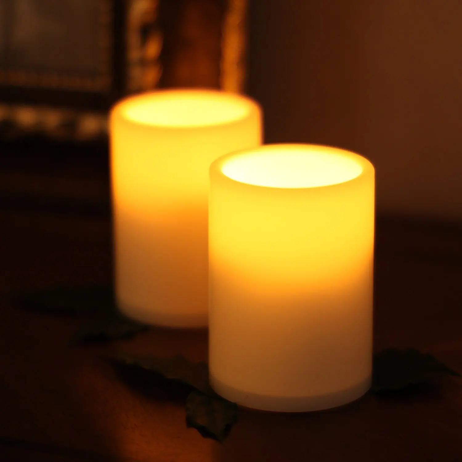 2pcs/lot 3*4 inch Plastic Led Candle Pillar With Timer Ivory color