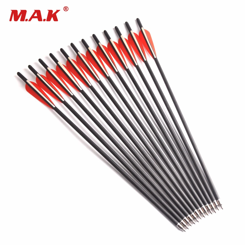 

6/12/24/36 Pcs 17/20 Inches Crossbow Carbon Arrow Diameter 8.8 mm 2 Red 1 White Feather for Archery Hunting Shooting