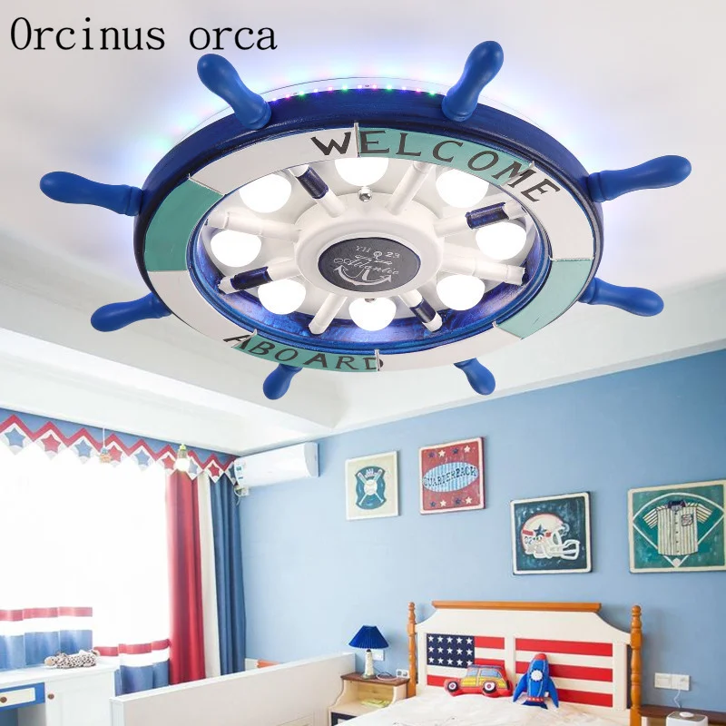 

Mediterranean creative ship rudder ceiling lamp modern cartoon children's room bedroom light boy room LED ceiling lamp